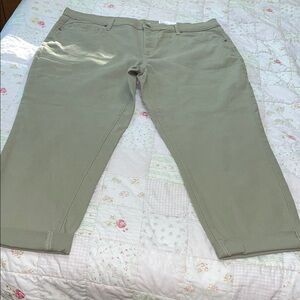 Green Cropped Ankle Pants with Straight Leg Girlfriend pants